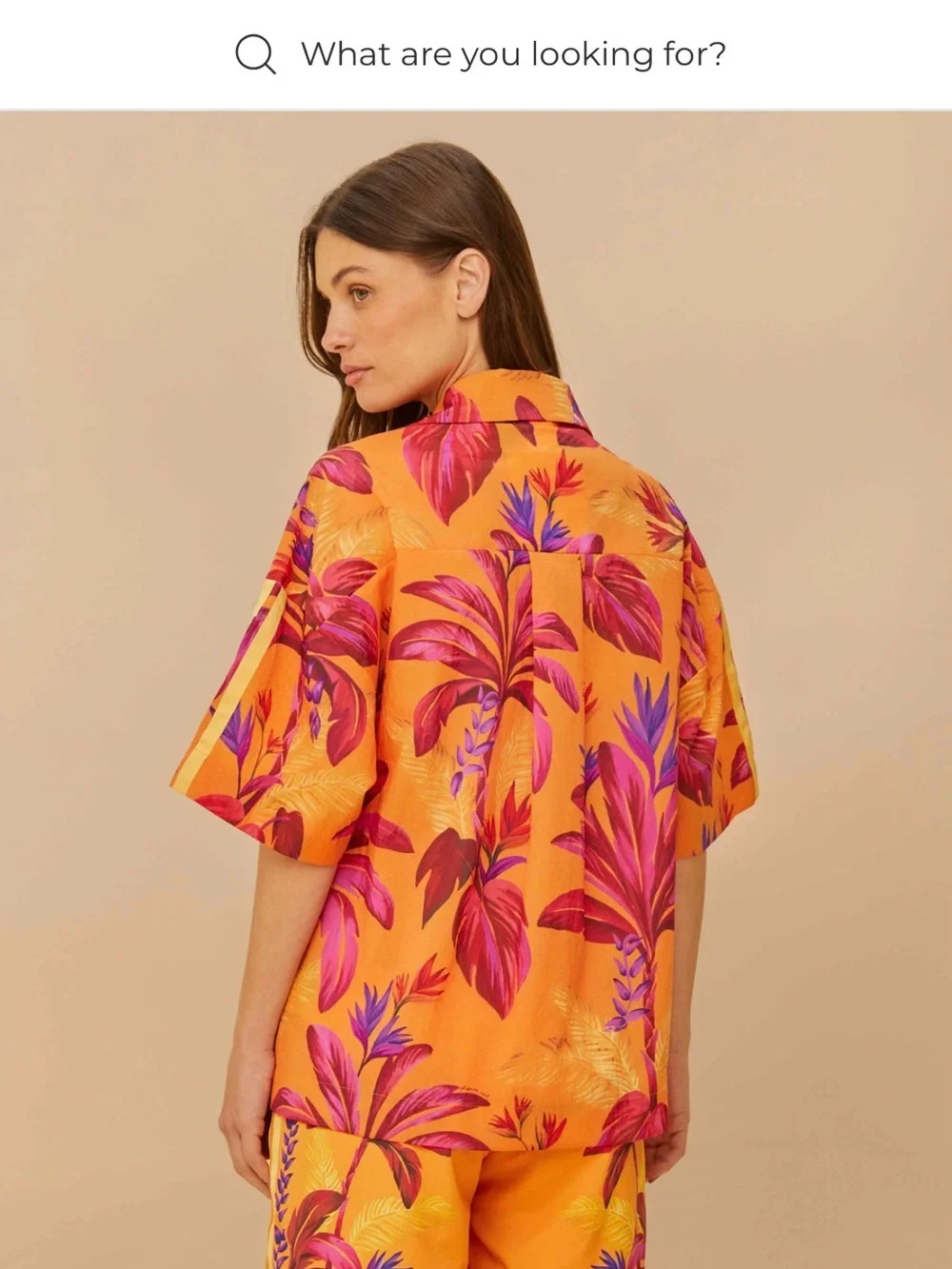 Orange Tropical Print Short-Sleeve Women’s Shirt- Farm Rio/Adidas - Picture 2 of 6